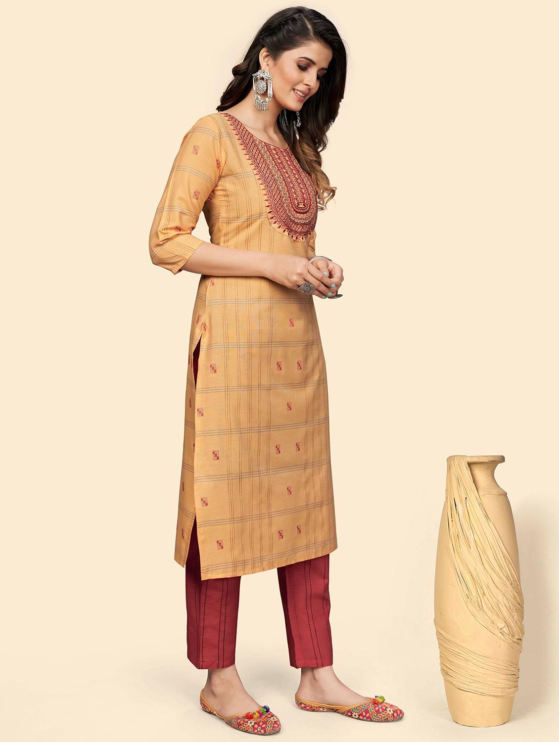 self design kurta dupatta set - 19942826 - Standard Image - 2