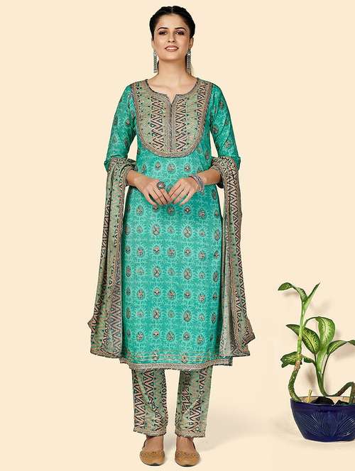 printed kurta dupatta set - 19942883 -  Standard Image - 0