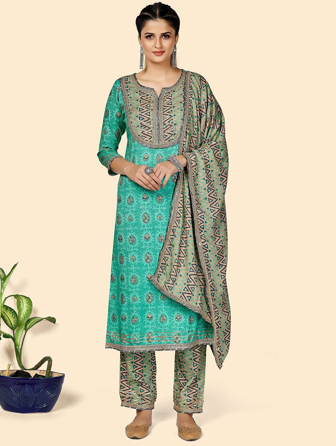 printed kurta dupatta set - 19942883 - Standard Image - 2