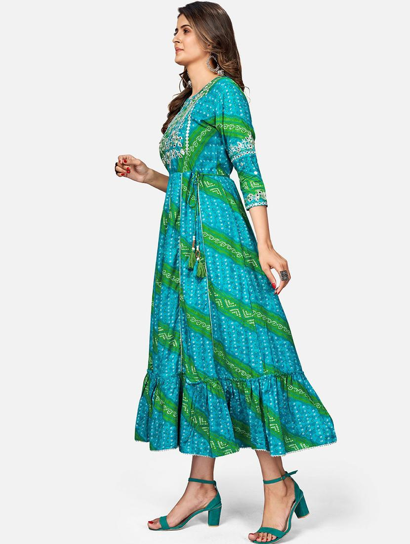 multi colored viscose anarkali kurta - 19942978 - Standard Image - 2