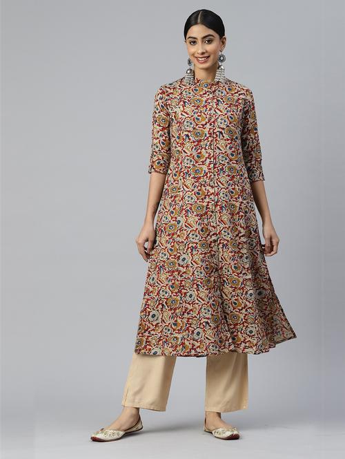 multi colored viscose aline kurta - 19943118 -  Standard Image - 0
