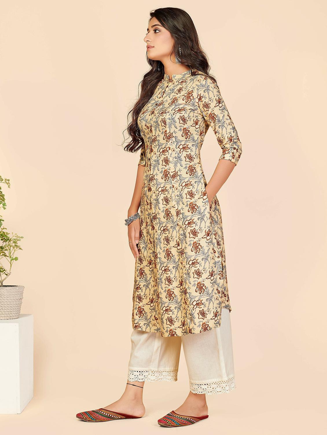 printed viscose straight kurta - 19943367 - Standard Image - 2