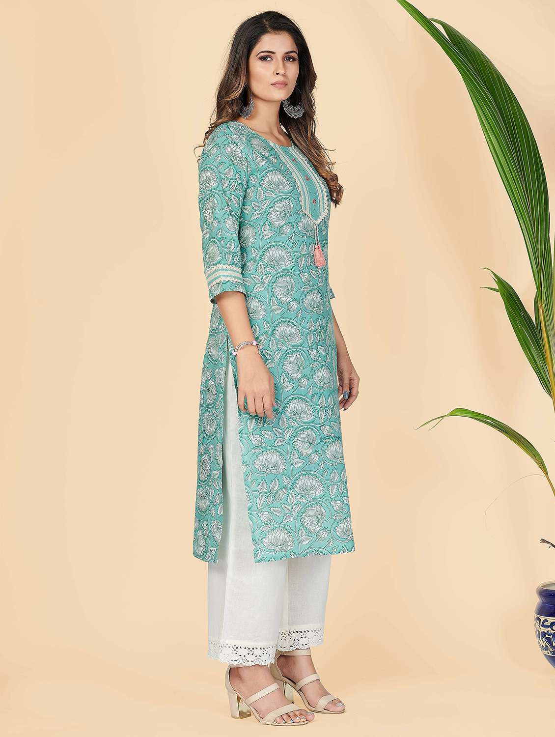 printed cotton straight kurta - 19943384 -  Standard Image - 2