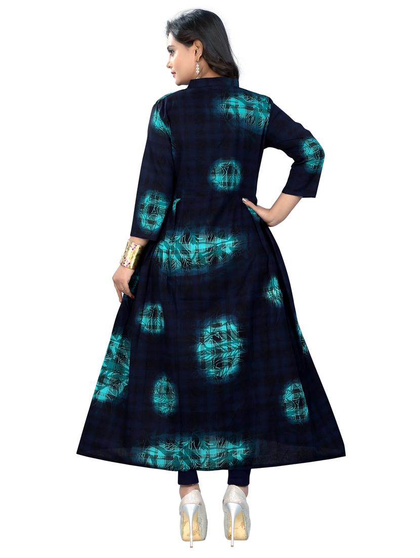 mandarin neck printed flared kurta - 19943427 - Standard Image - 2