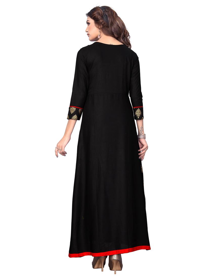 self design side slit a-line kurta - 19943435 - Standard Image - 2