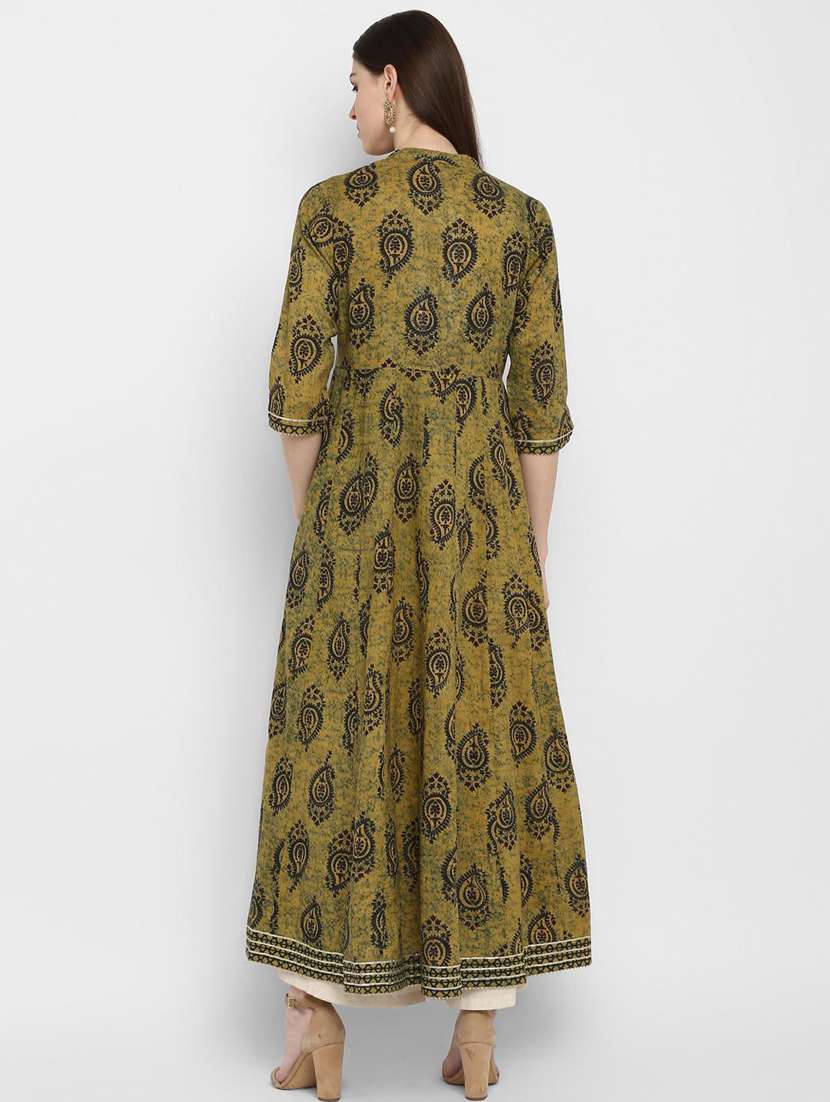 mandarin neck printed anarkali kurta - 19943443 - Standard Image - 2