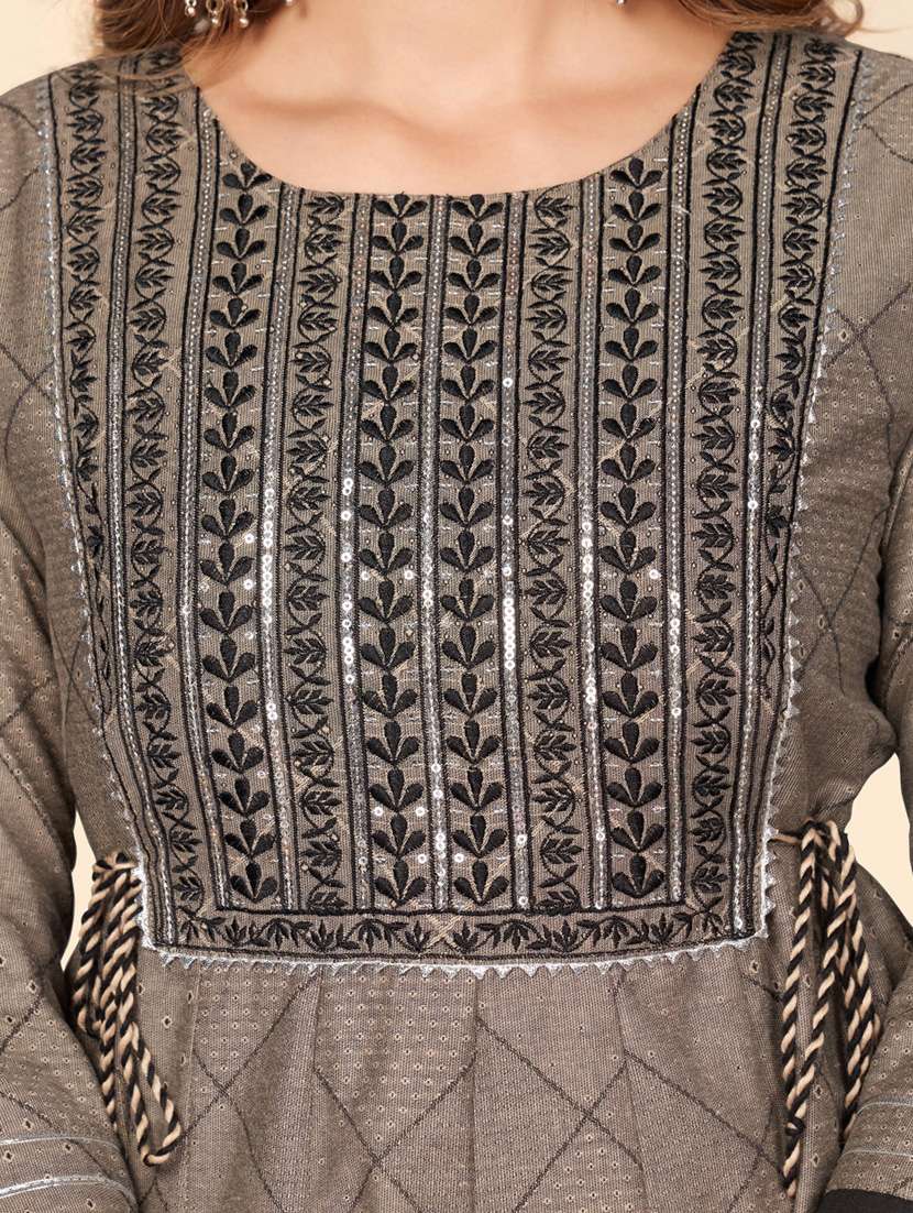 Round Neck Printed Anarkali Kurta