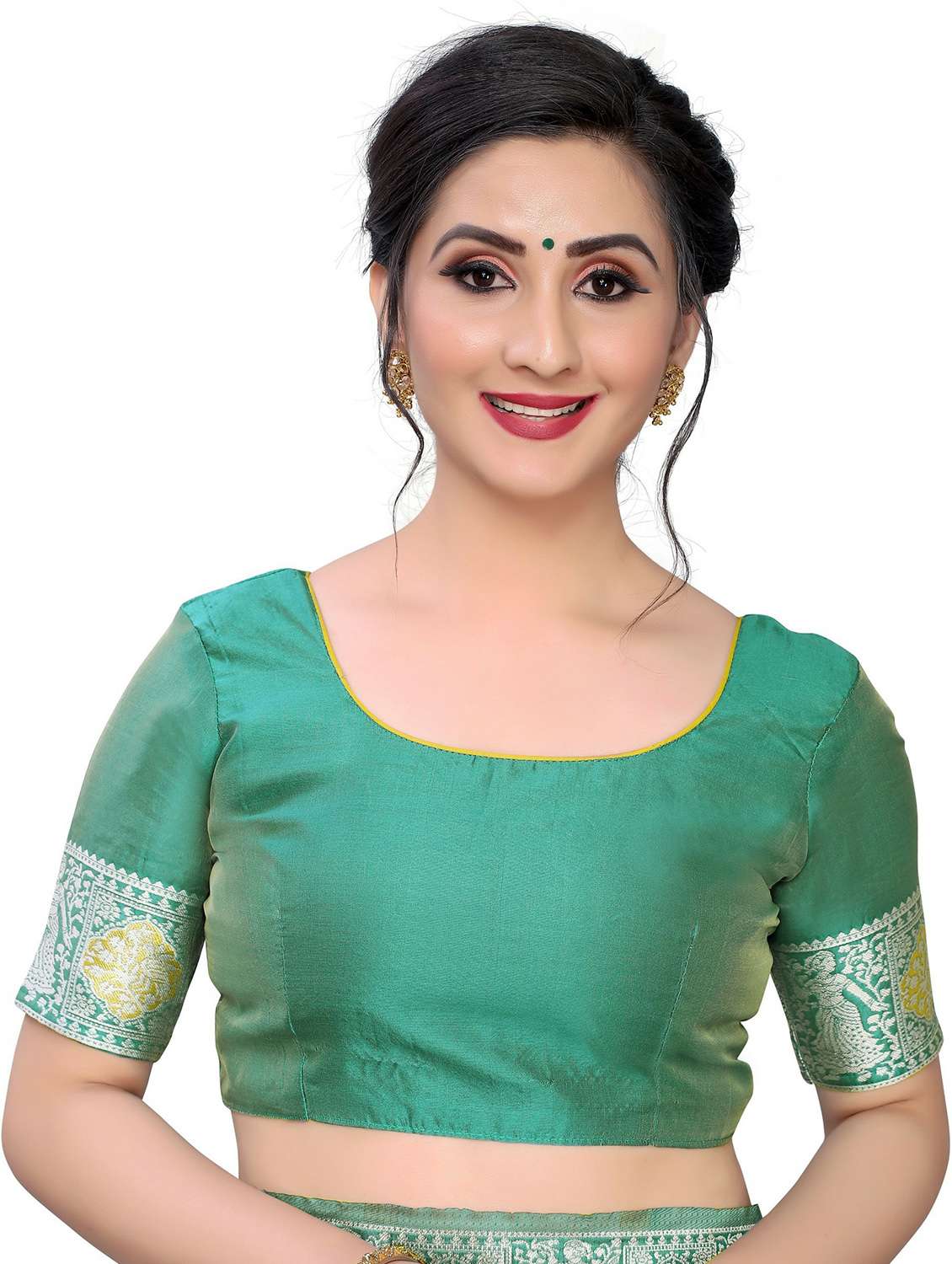 women's self design sea green colored saree with blouse - 19943476 -  Standard Image - 2