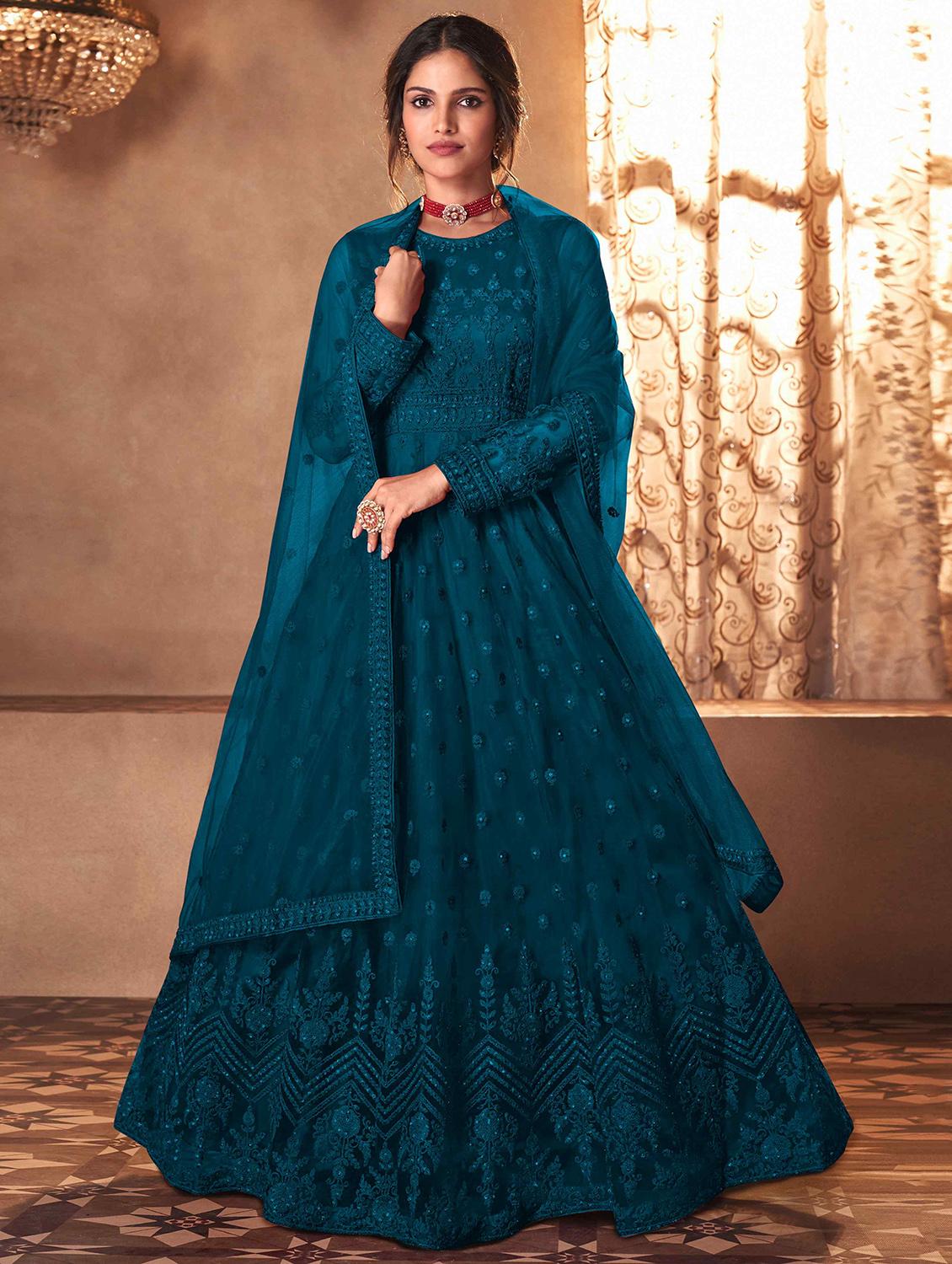 embroidered anarkali semi-stitched suit set - 19944281 - Zoom Image - 0