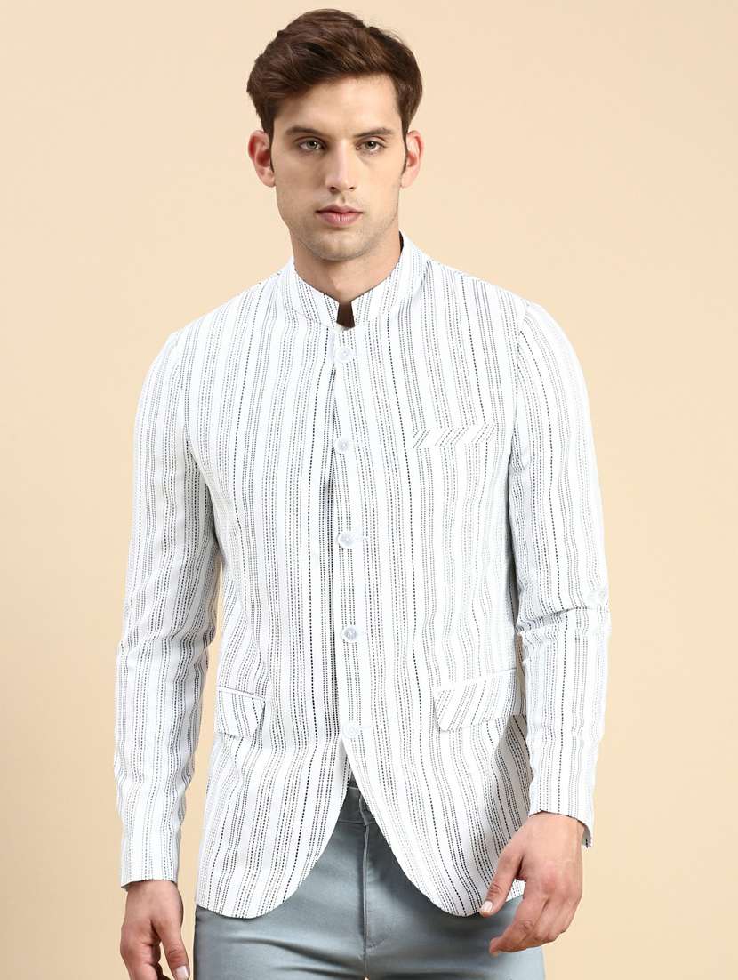 men's printed bandhgalas casual blazer