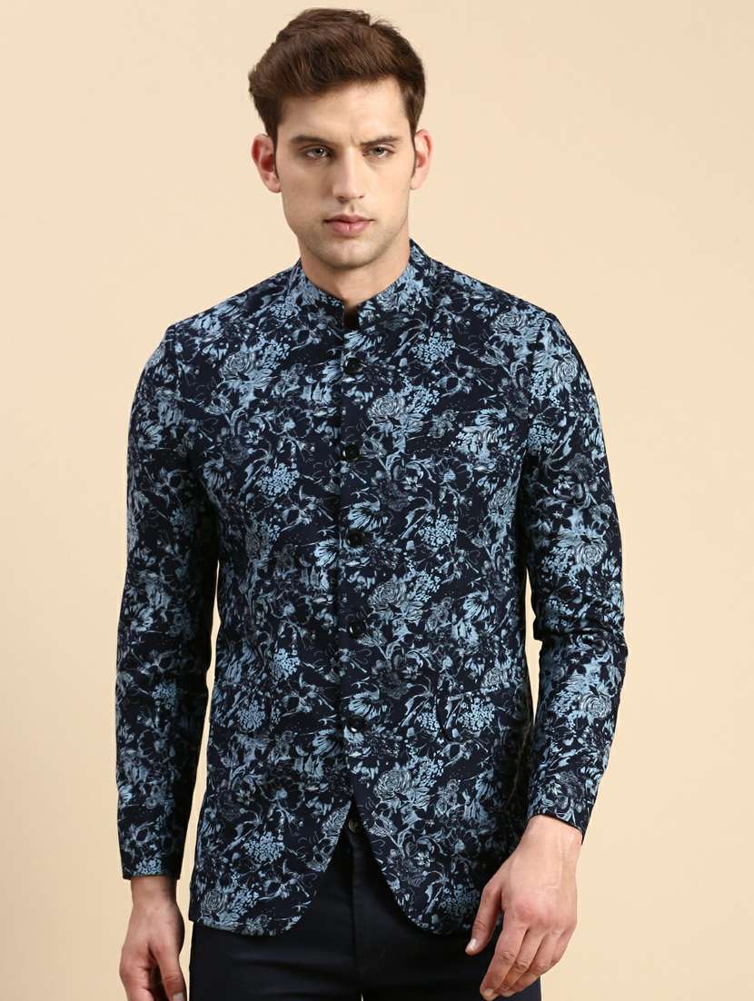 men's printed bandhgalas casual blazer