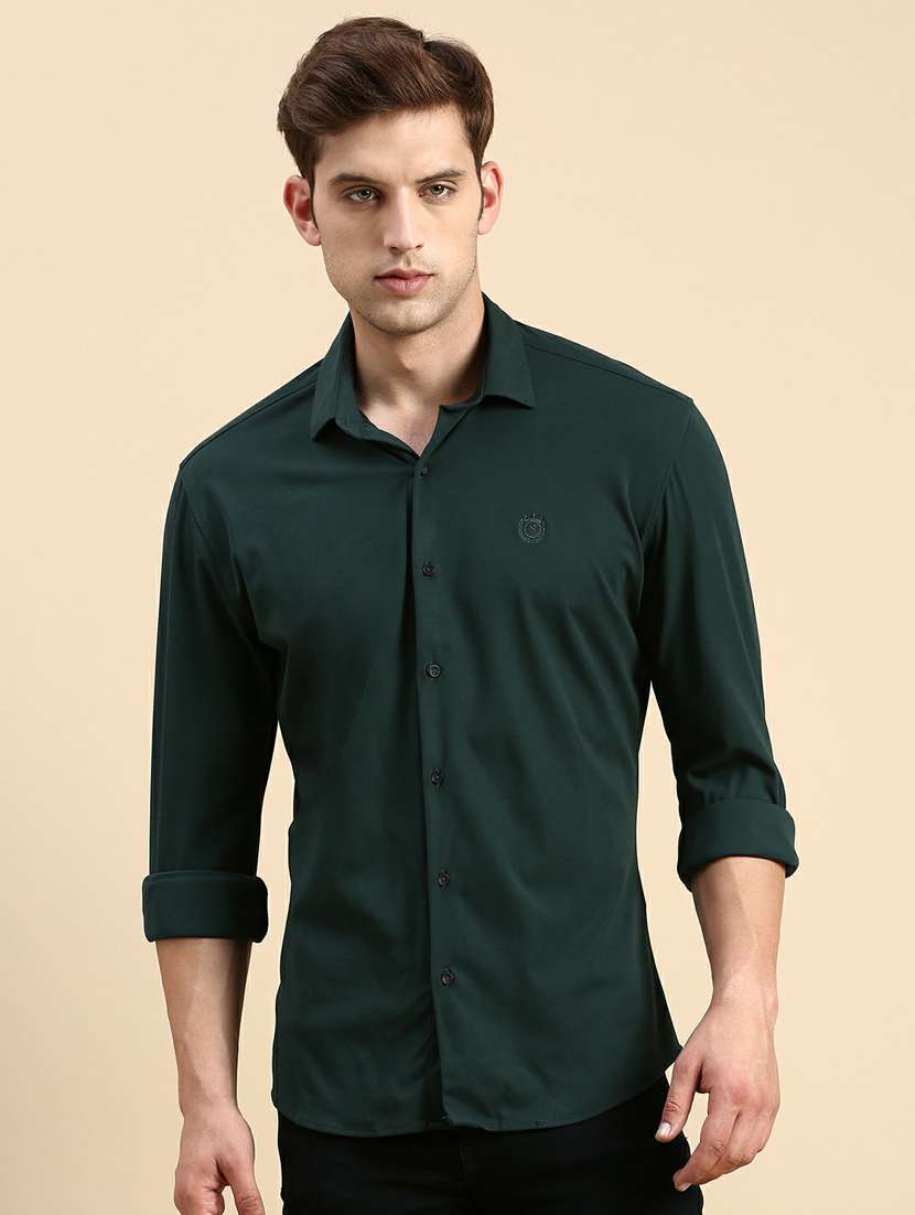 green cotton casual shirt