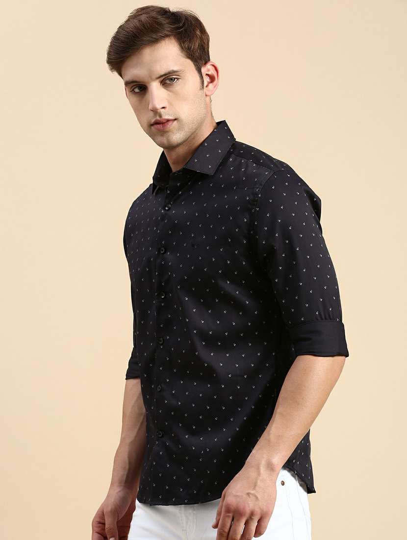 mens micro print casual shirt - 19944538 - Standard Image - 2