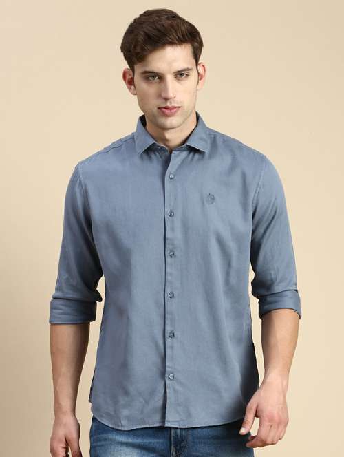 blue cotton casual shirt - 19944569 - Standard Image - 0