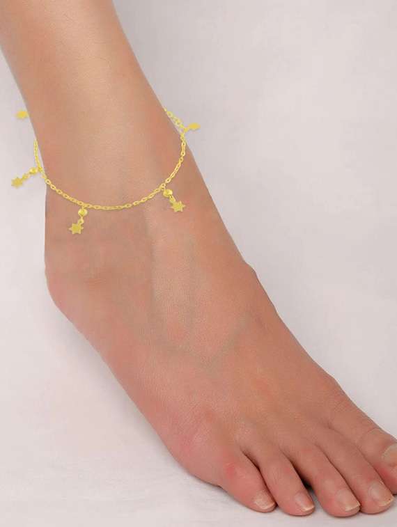 brass gold plated star charm anklet  - 19944660 -  Standard Image - 2