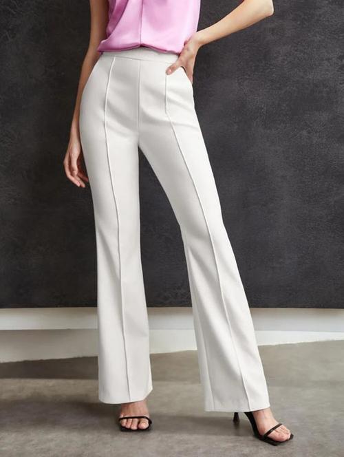 women solid high rise bootcut trouser - 19944674 - Standard Image - 0