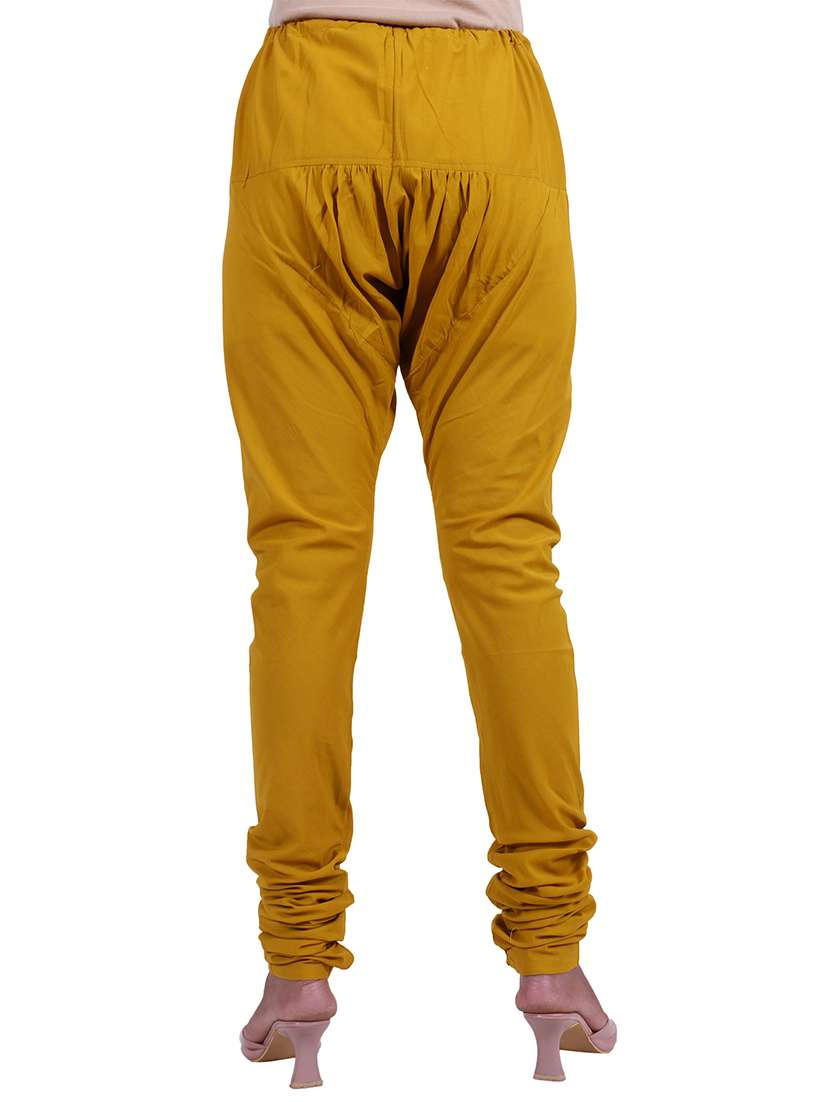 yellow cotton churidar salwars - 19944698 - Standard Image - 2