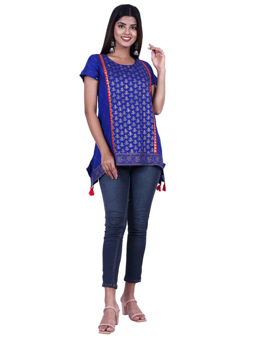 round neck printed regular tunic - 19944821 - Standard Image - 2