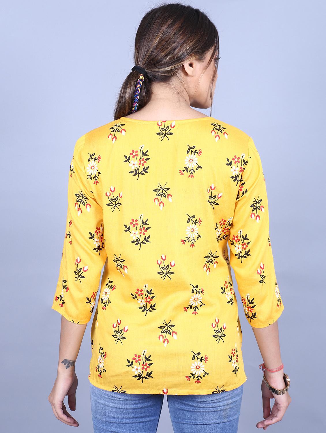 yellow printed regular tunic - 19944826 - Standard Image - 2