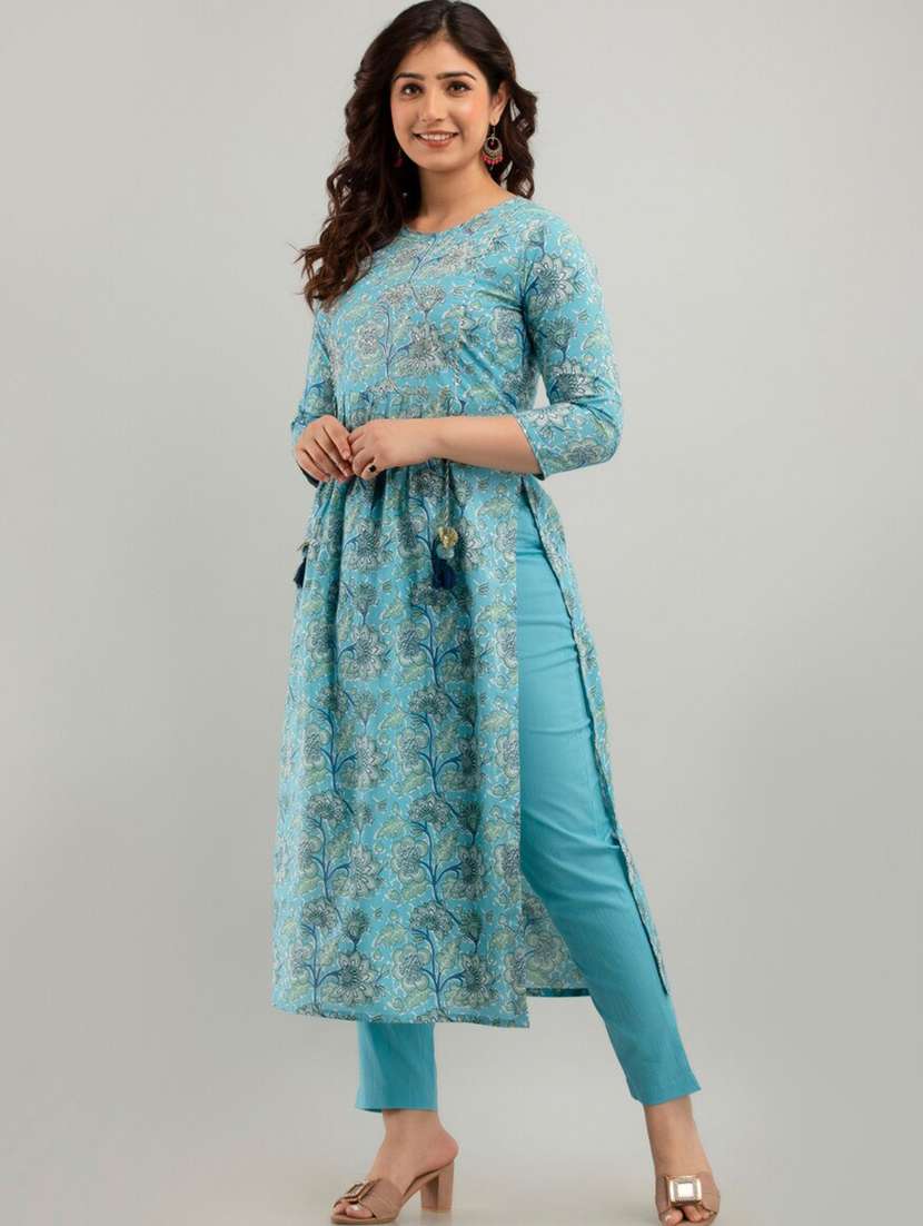 women three quarter sleeve kurta pant set - 19944901 -  Standard Image - 2