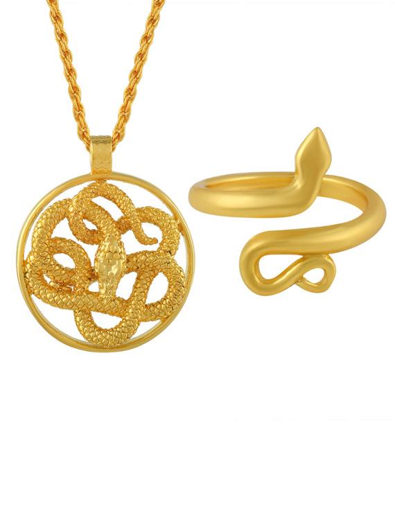 gold plated pendant and finger ring combo - 19945349 -  Zoom Image - 0