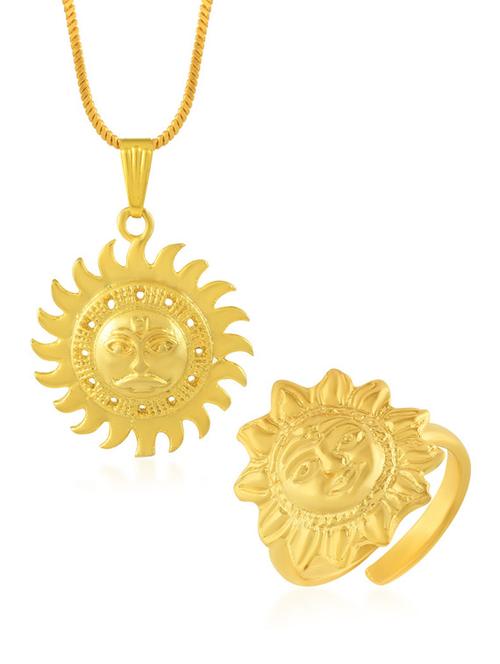 gold plated pendant and finger ring combo - 19945353 -  Standard Image - 0
