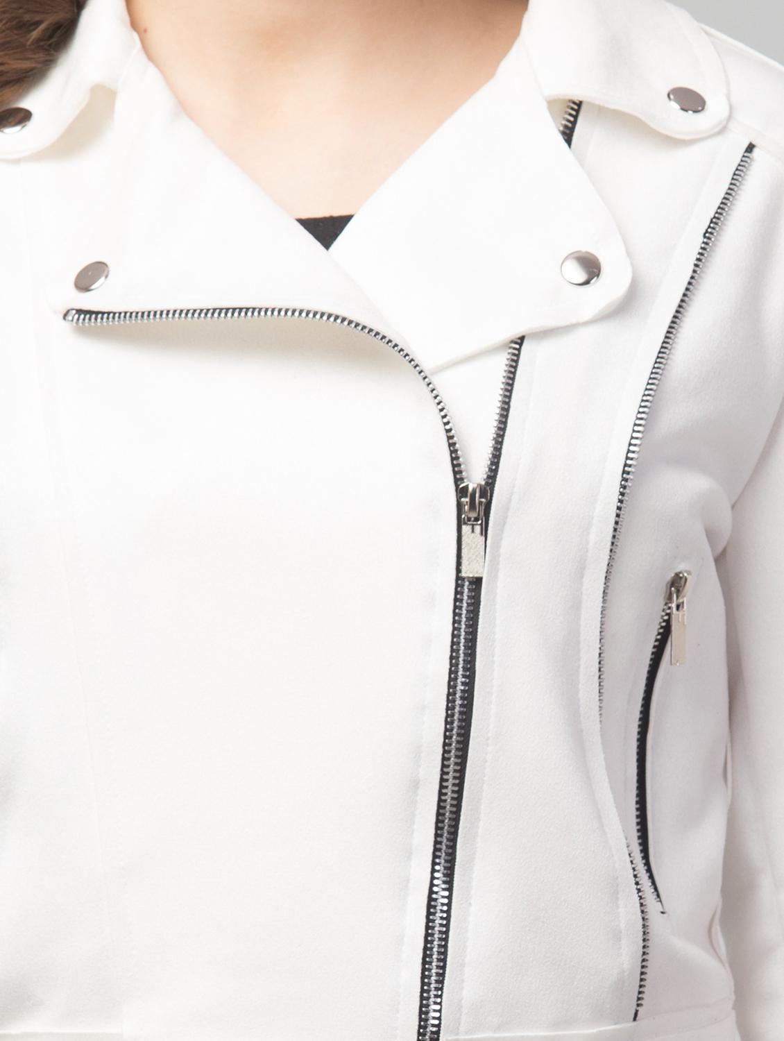 zipper solid white regular jacket - 19945475 - Standard Image - 2
