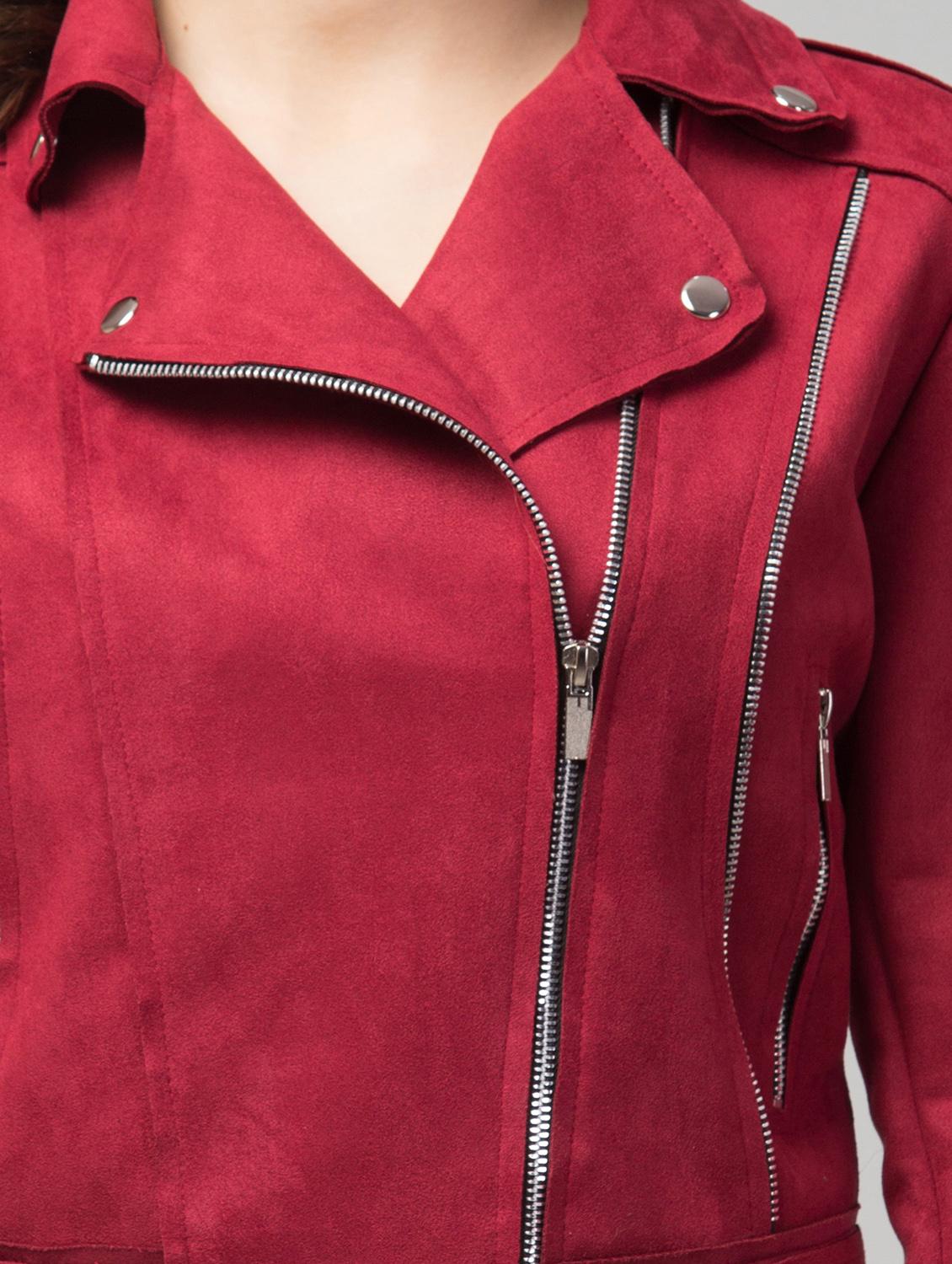 zipper solid red regular jacket - 19945477 - Standard Image - 2