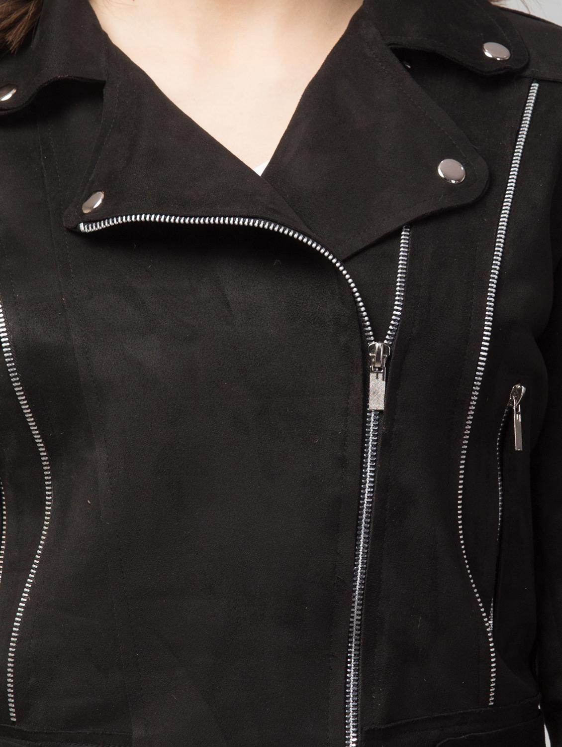 zipper solid black regular jacket - 19945482 - Standard Image - 2