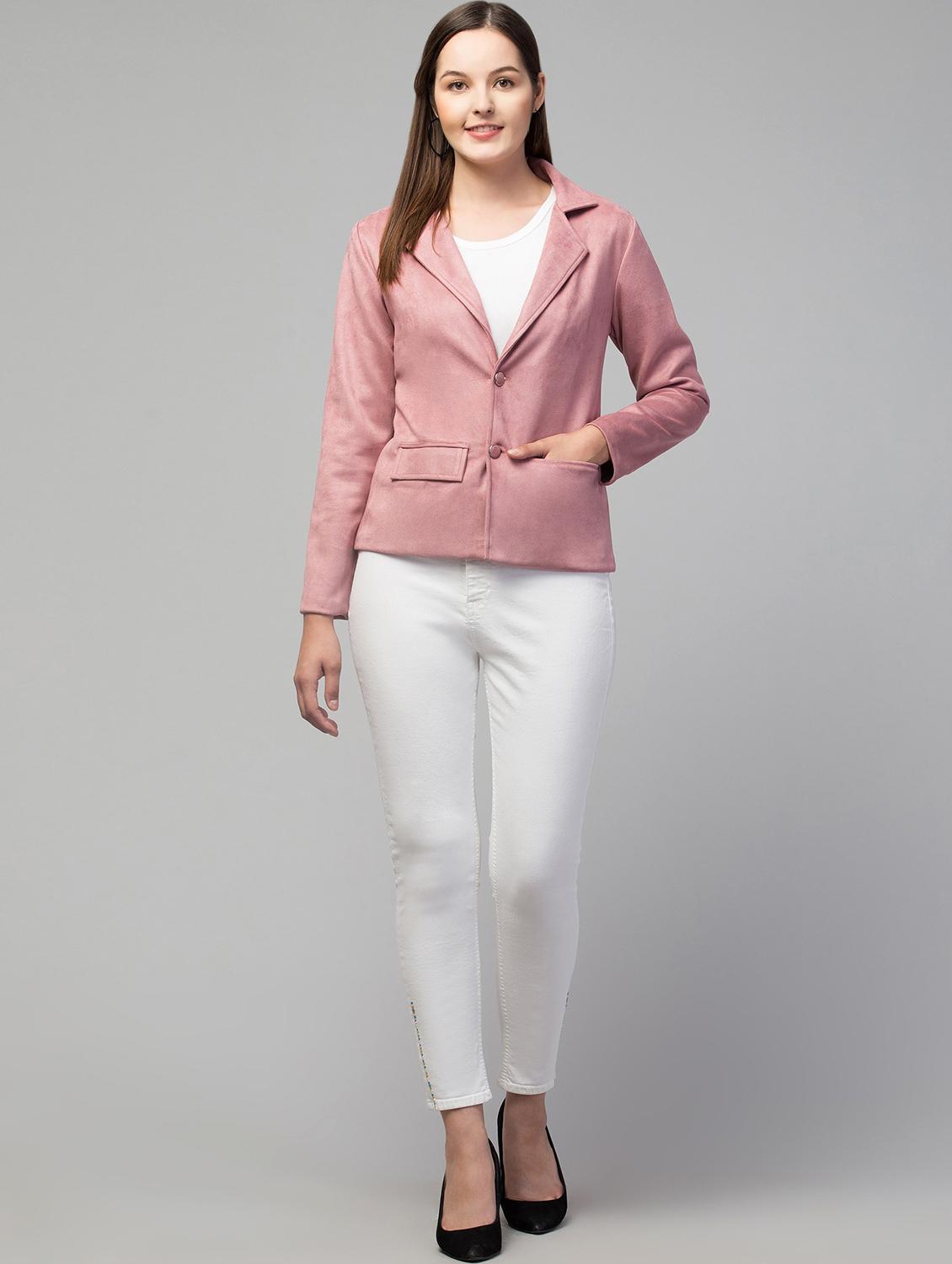 pink solid regular jacket - 19945499 - Standard Image - 2