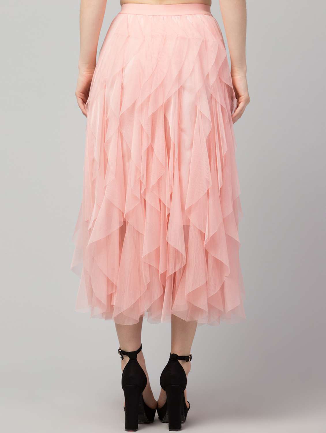 pink solid layered skirt - 19945521 -  Standard Image - 2