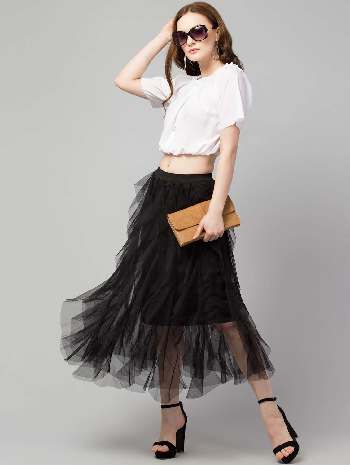 black solid layered skirt - 19945523 -  Standard Image - 2
