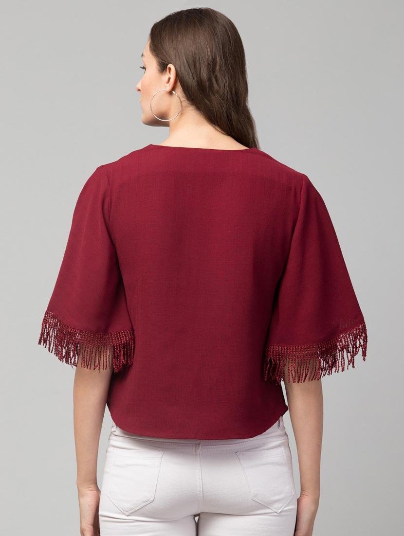 maroon solid regular top - 19945569 - Standard Image - 2