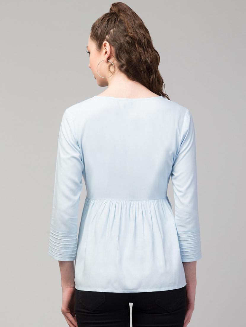 blue solid peplum top - 19945572 - Standard Image - 2