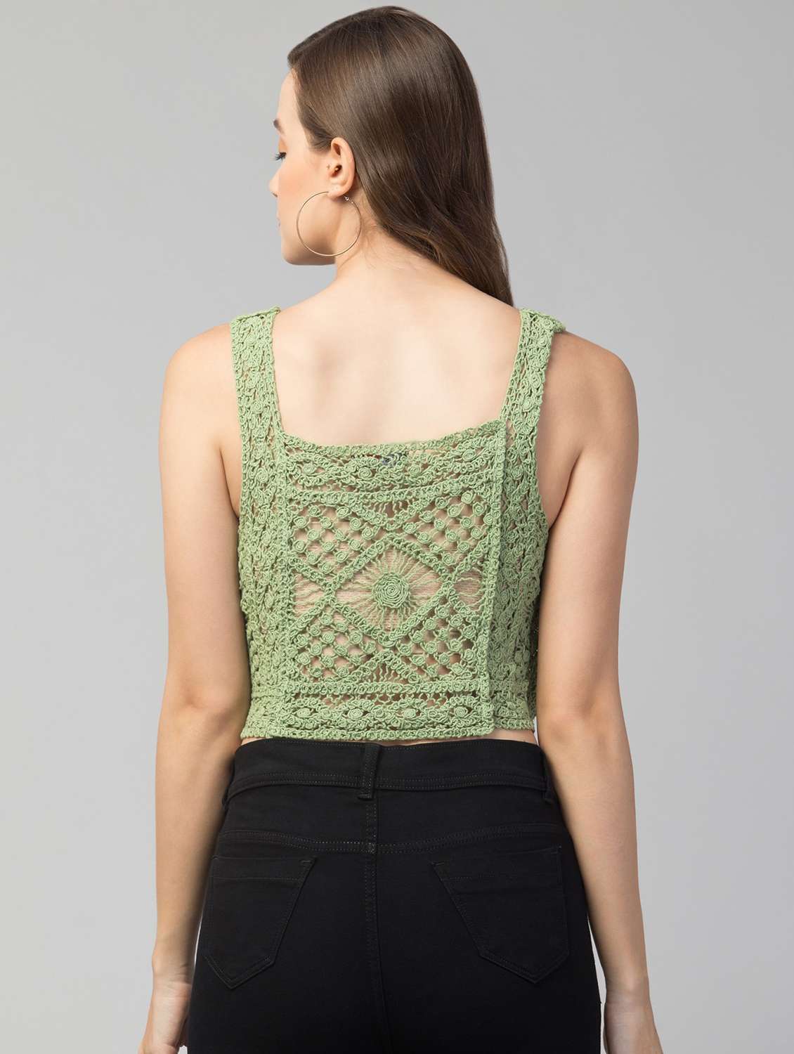women's crop shoulder strap top - 19945592 - Standard Image - 2