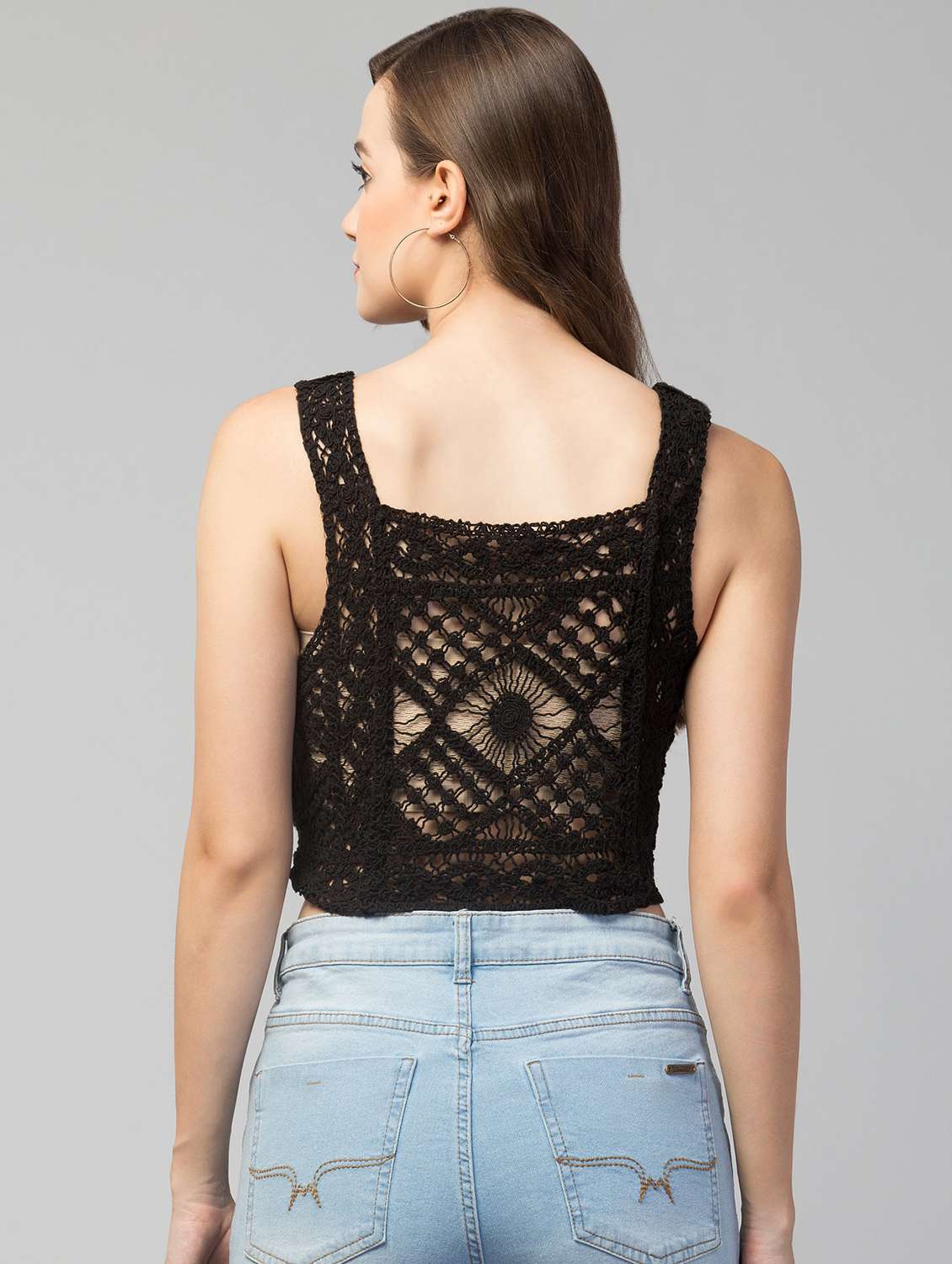 women's crop square neck top - 19945595 - Standard Image - 2