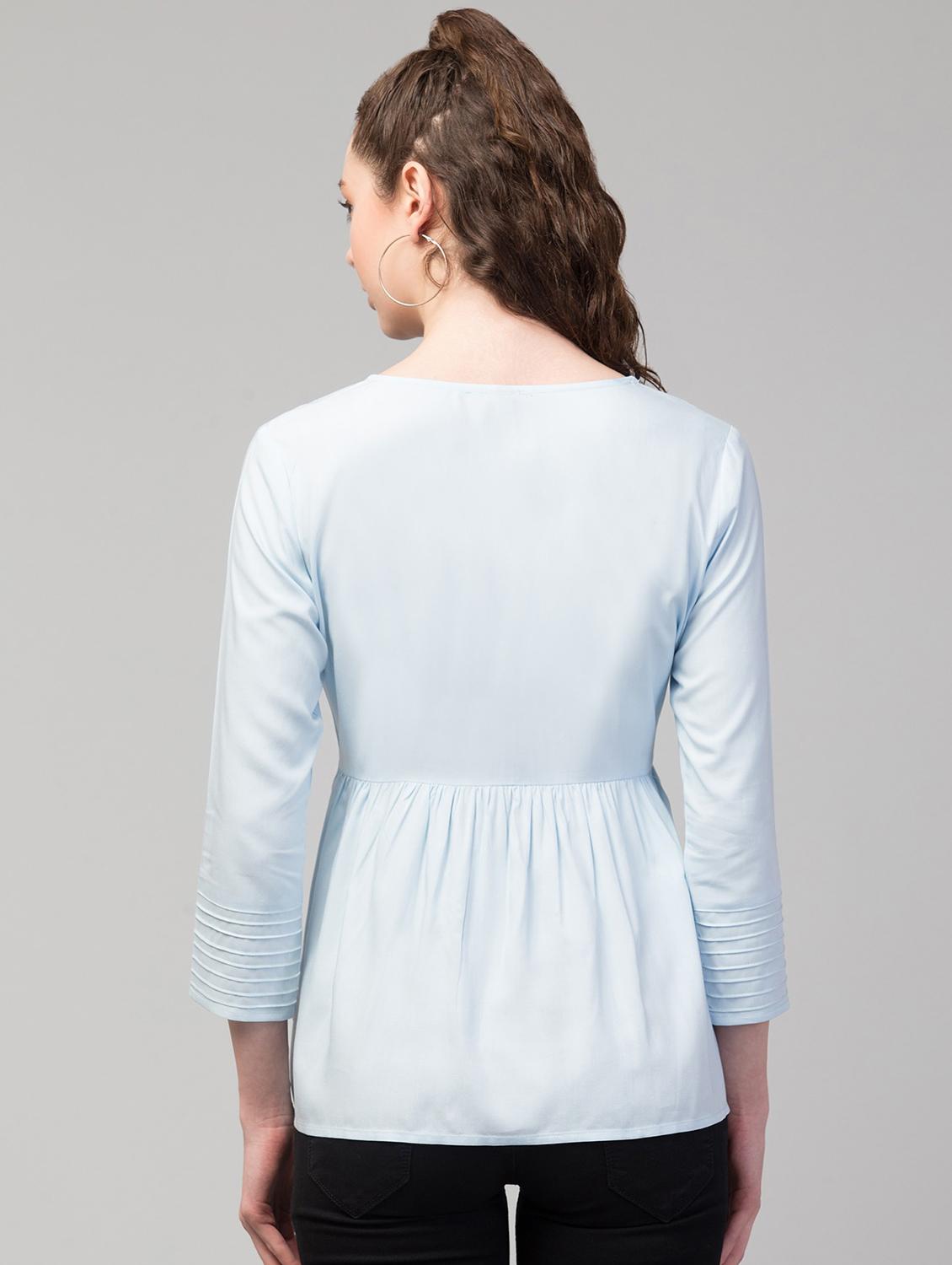 blue solid peplum top - 19945624 - Standard Image - 2