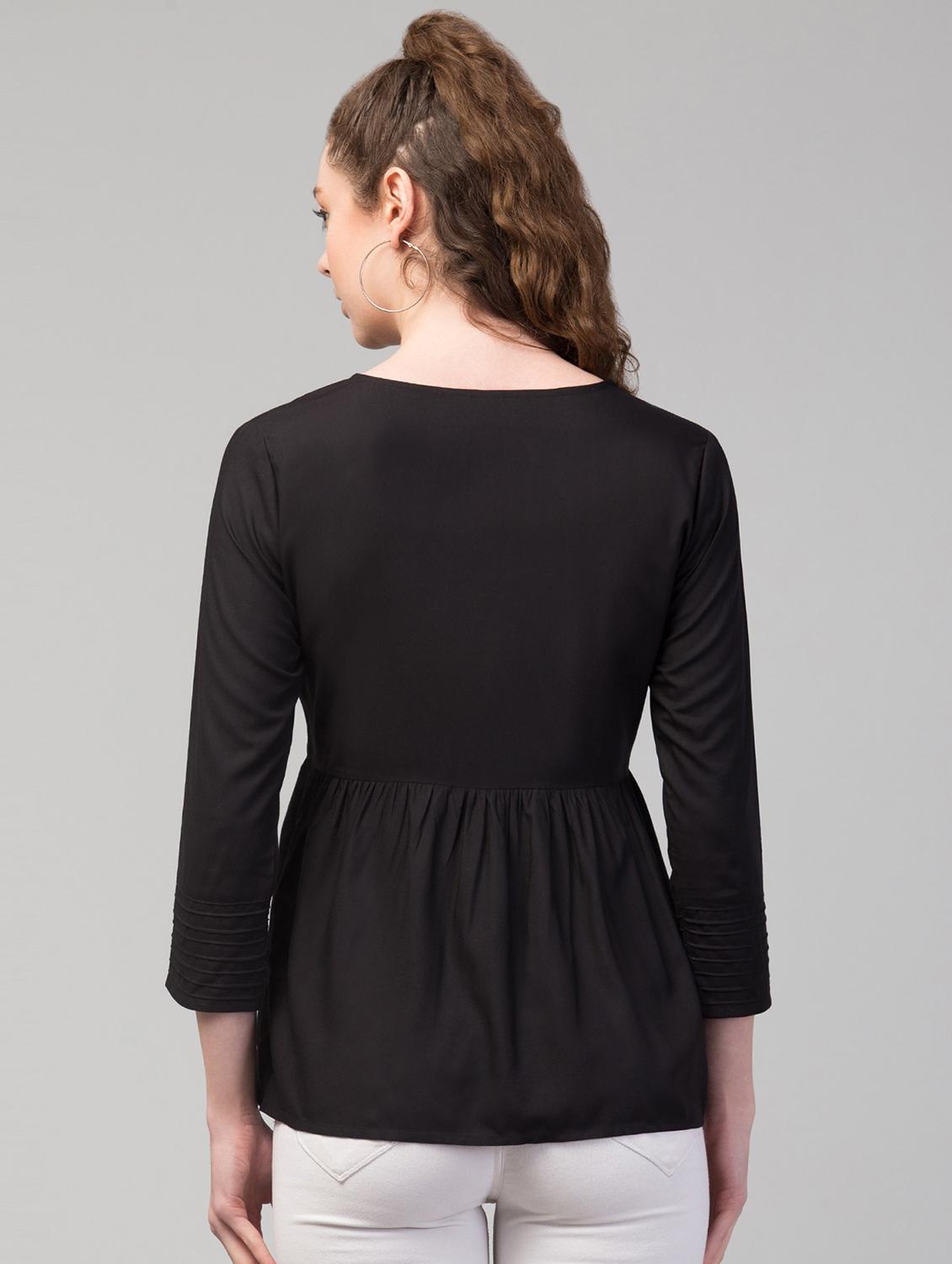 black solid peplum top - 19945627 - Standard Image - 2