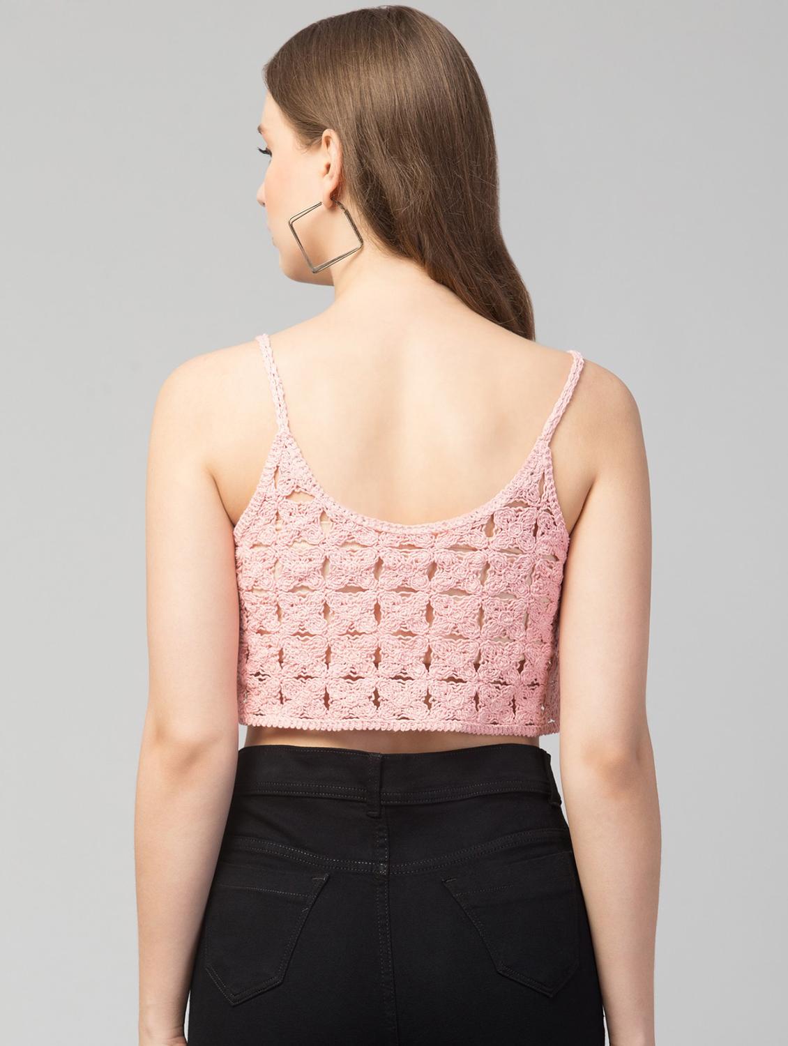 pink self design crop top - 19945641 - Standard Image - 2