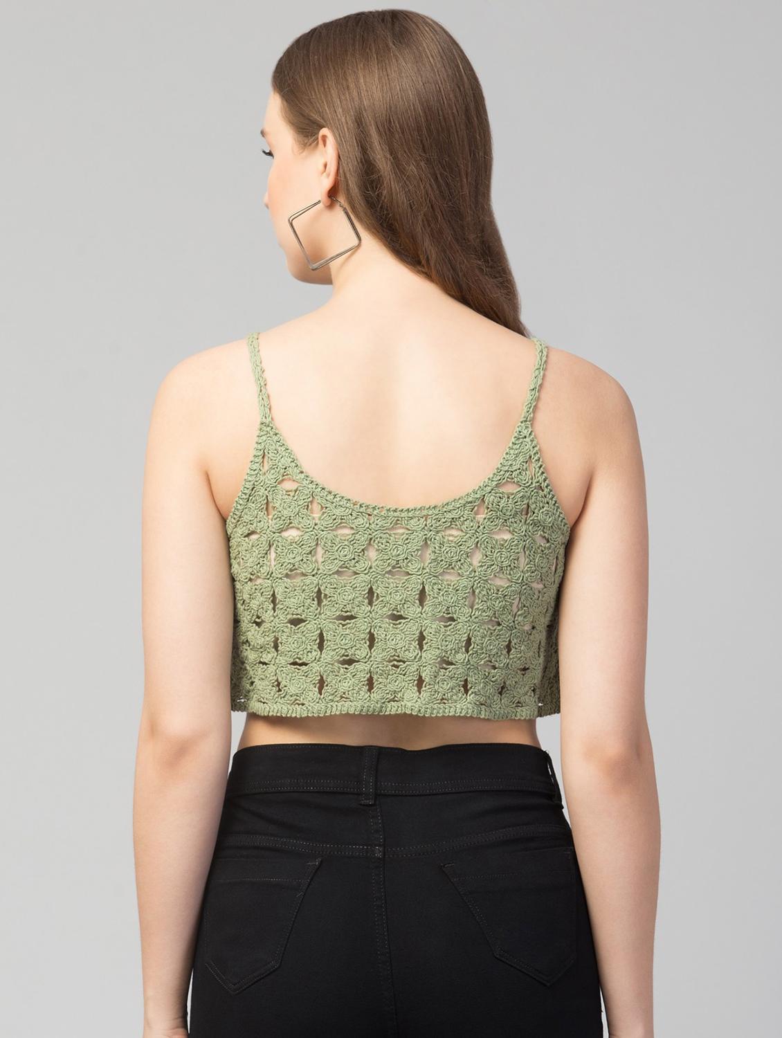 green self design crop top - 19945644 - Standard Image - 2