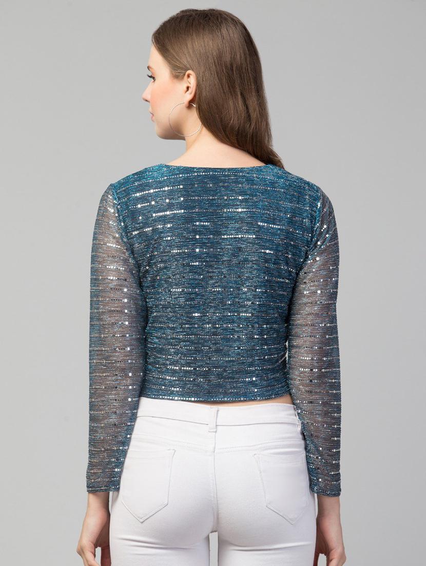 women's crop v neck top - 19945648 - Standard Image - 2