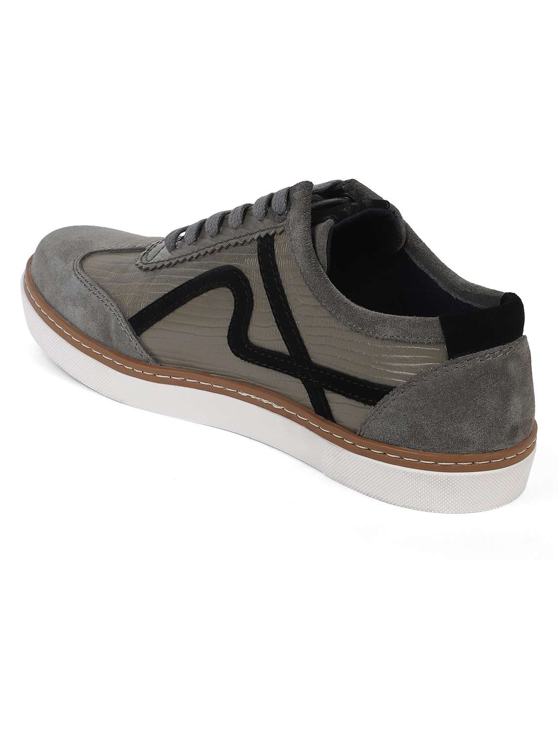 grey leather lace up sneakers - 19945695 -  Standard Image - 2