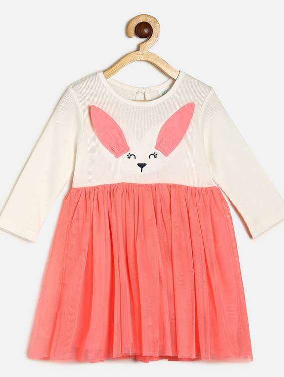 girls round neck long sleeves frock - 19946368 - Standard Image - 2