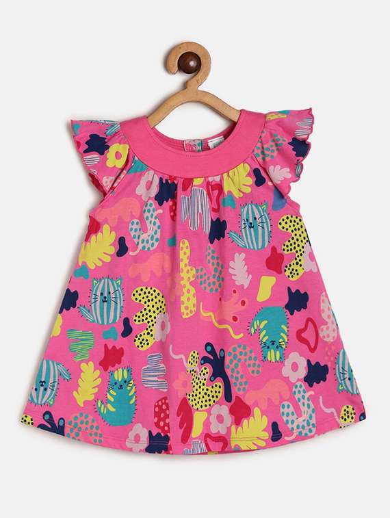 girls round neck cape sleeve frock - 19946411 - Standard Image - 2