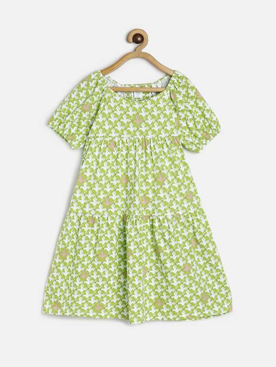 girls round neck short sleeves frock - 19946427 - Zoom Image - 0
