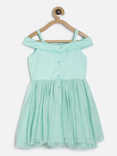 girls shoulder strap cold shoulder frock