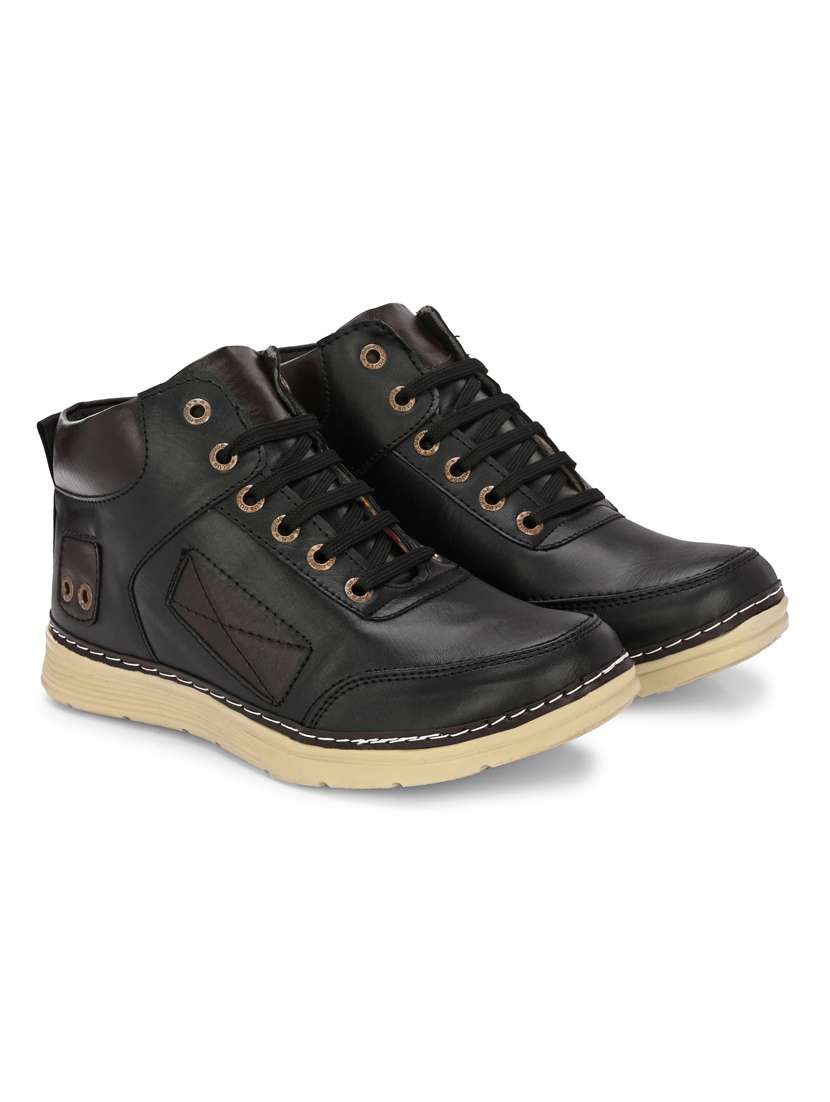Black Synthetic Lace Up Sneaker