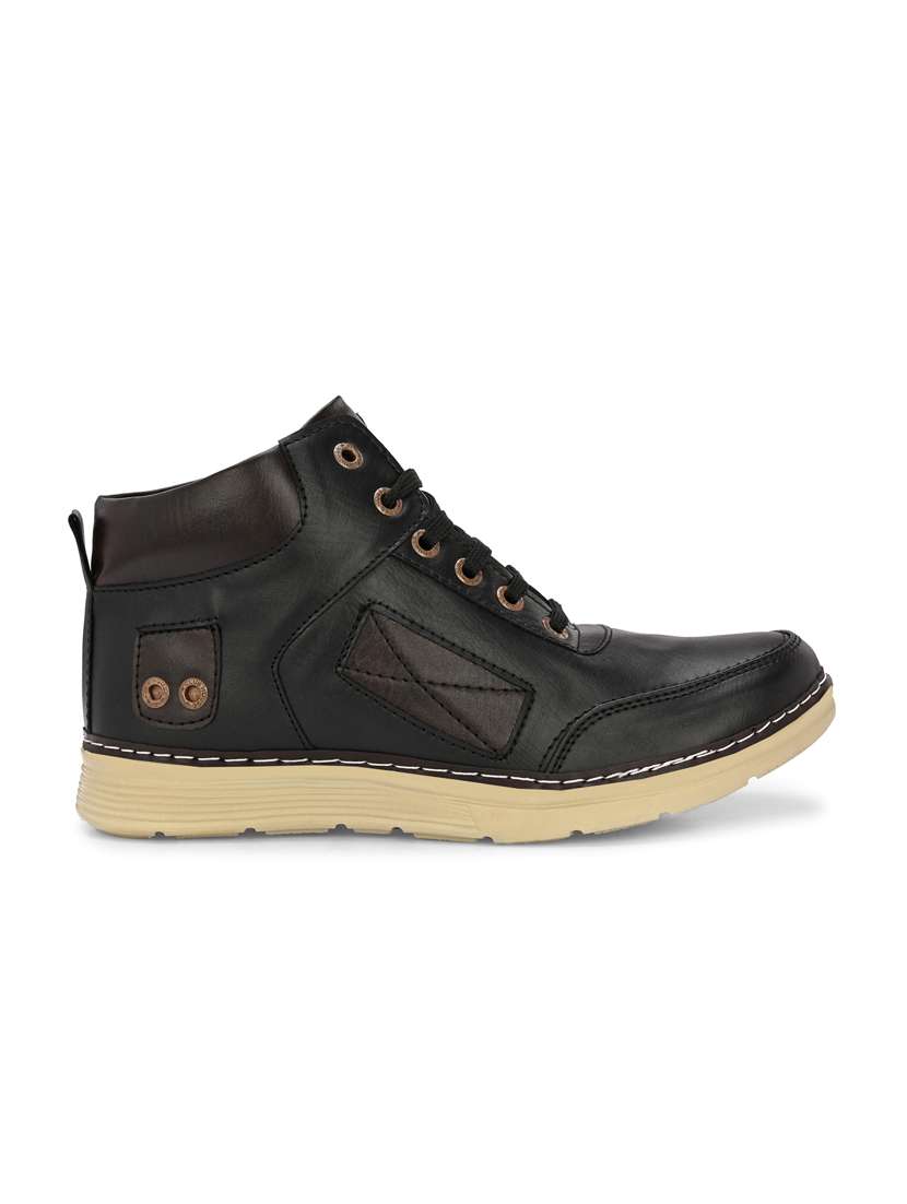 Black Synthetic Lace Up Sneaker