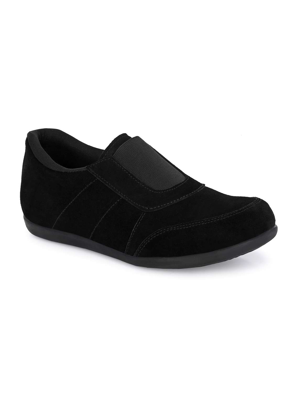 black leather slip on casual shoes