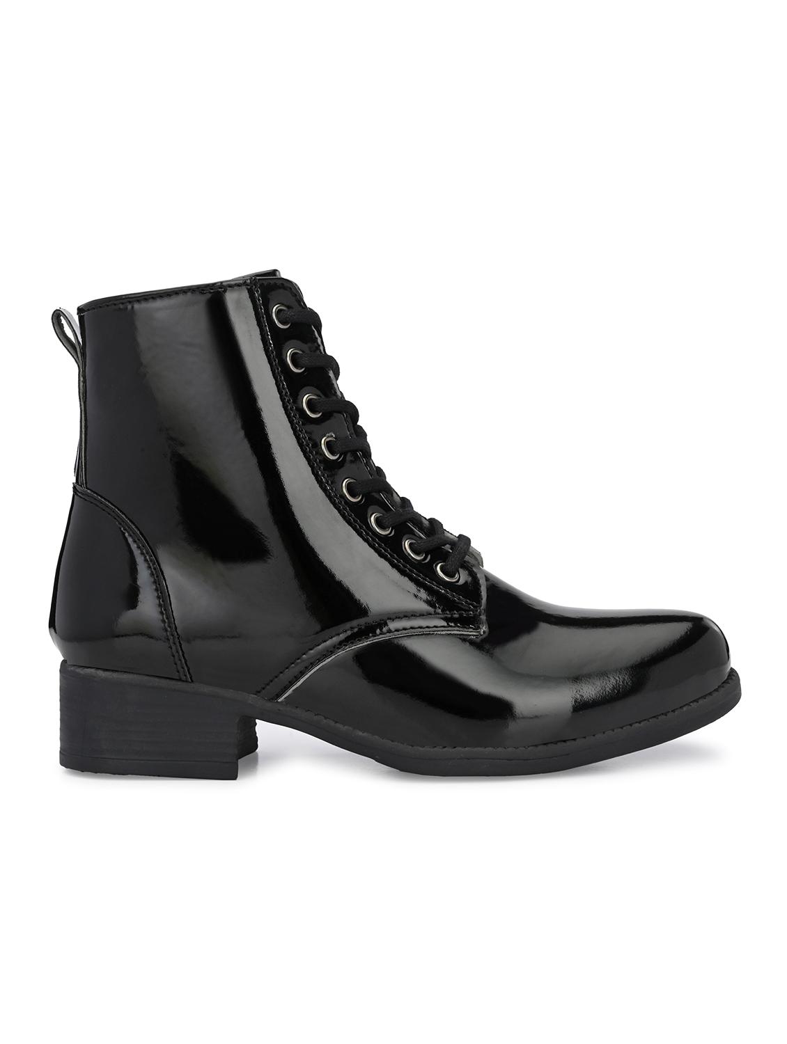 black synthetic laceup boots - 19947021 - Standard Image - 2